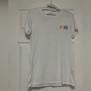 White PINK T-Shirt with logo front & back